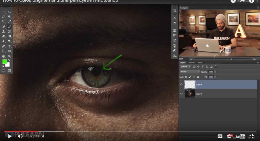 image showing demonstration of how to change eye color in photoshop