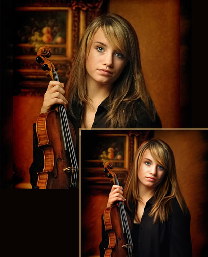 image of girl holding a violin