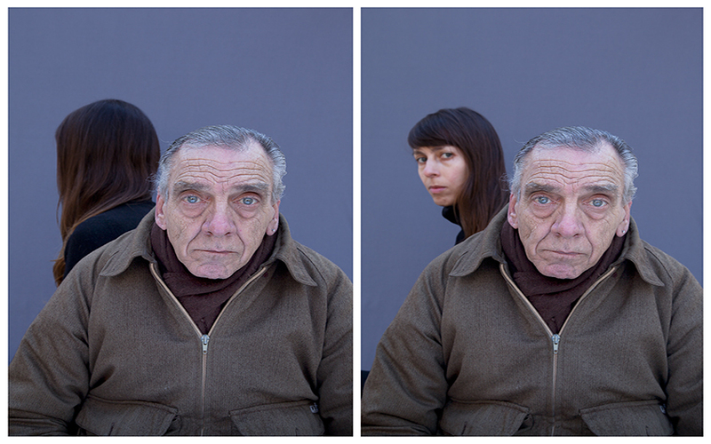 Old man captured with a woman behind