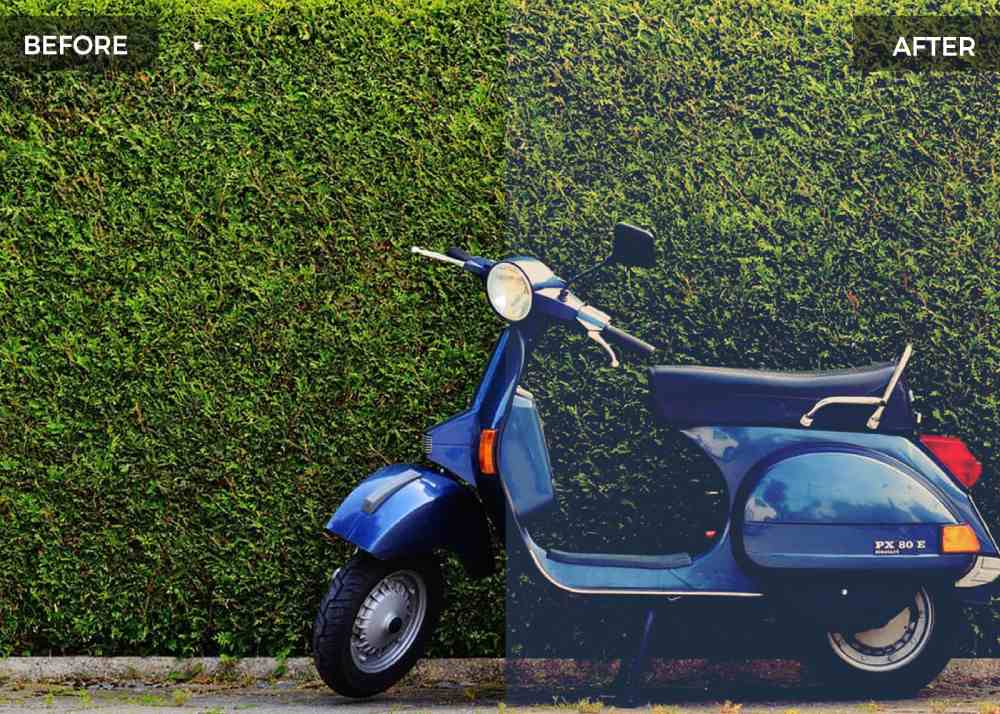 before & after image of a scooter