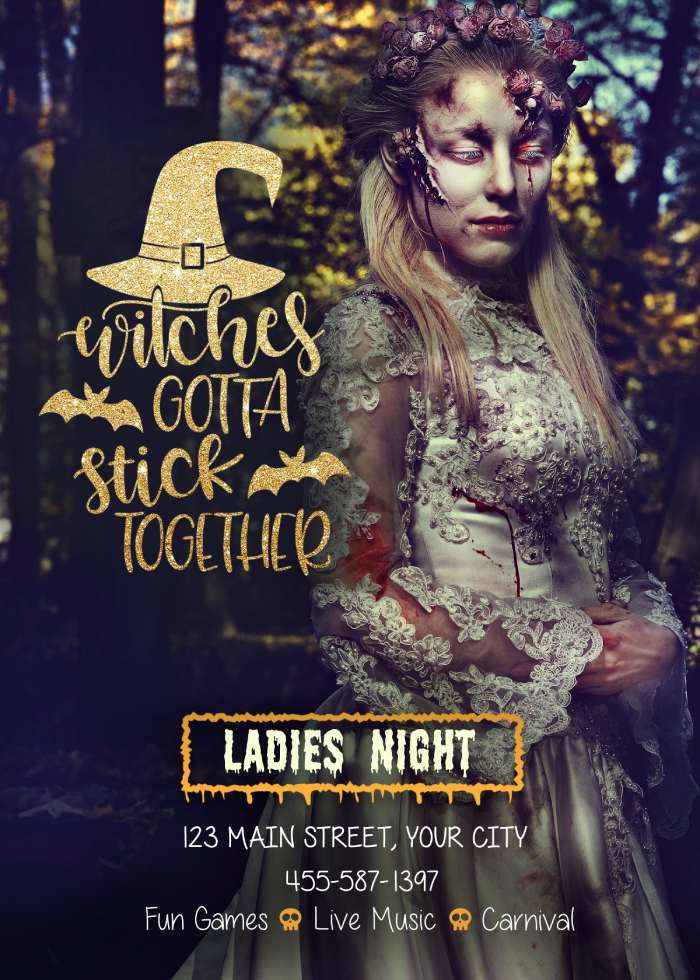Halloween card for ladies night party