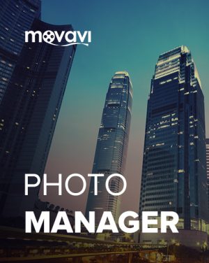 An image with a over text movavi photo manager