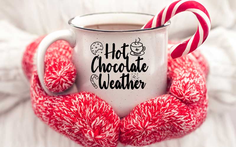 hot chocolate weather text overlay preview