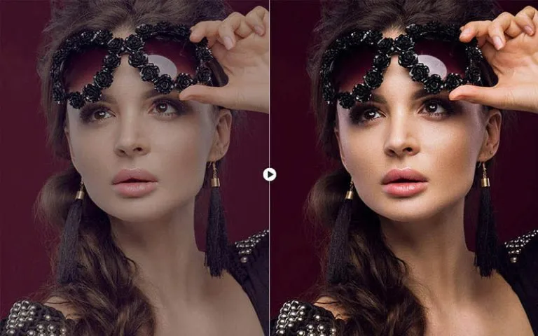 Before and after retouching- beauty retouching panel