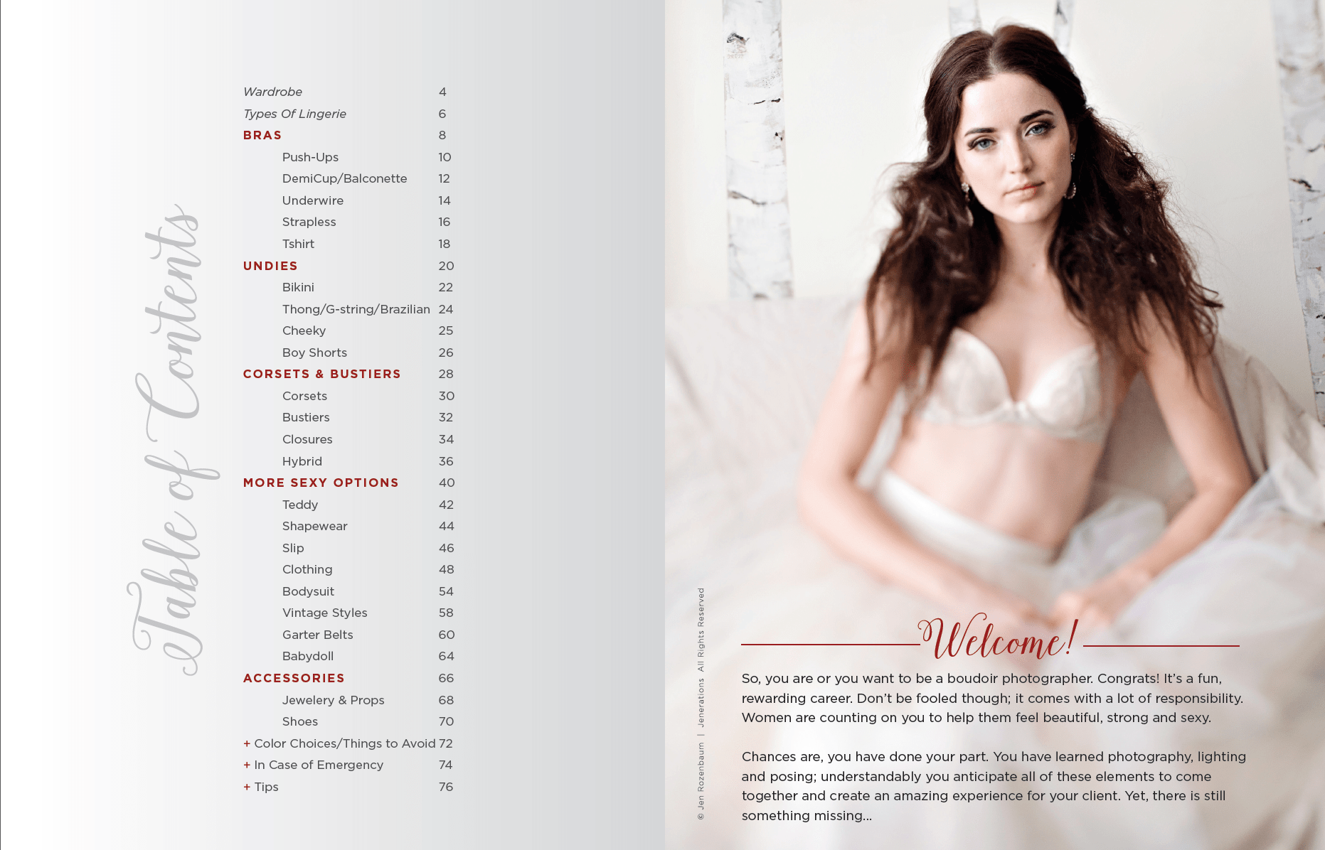 boudoir lingerie table of content