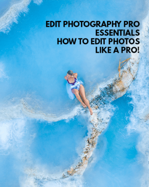 bikini model on a beach aerial shot cover of edit photography pro