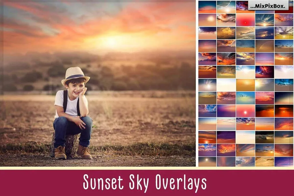 Sunset sky overlays for stunning edits