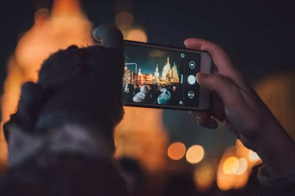 Church At Night Being Captured On A Smartphone