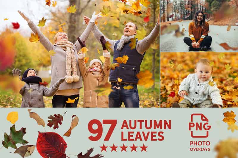 people playing with maple leaves autumn leaves overlay sample image