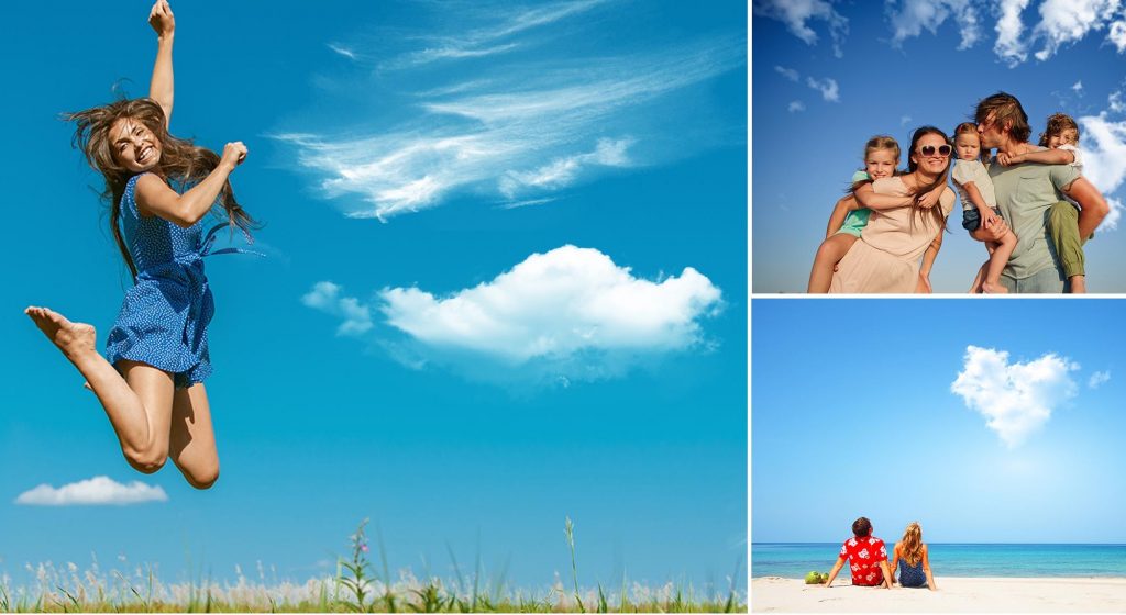 happy people images single cloud overlays applied