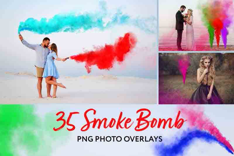demo collage of few couple & fantasy photos with smoke png overlays