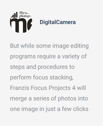 Screenshot of focus projects 4 review by user DigitalCamera