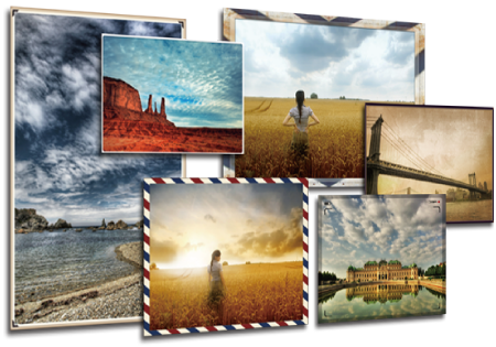 various photos displayed in different frames