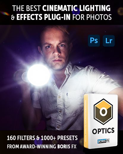 boris fx optics cover image - man pointing flashlight