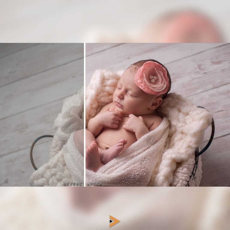 before & after image of this effect on newborn photos