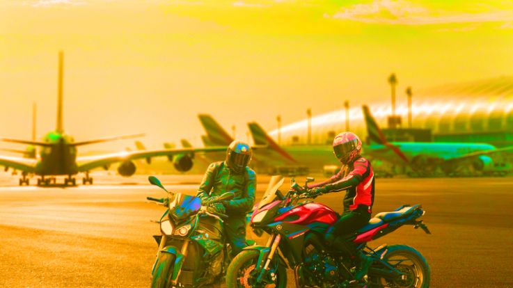 saturation mapping of composite image with both bikers placed on the flight runway