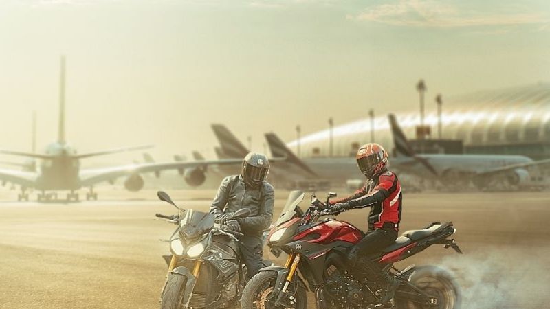 final composited & graded image with both bikers placed on the flight runway