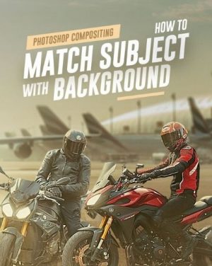 composited picture of two bikers and bikes placed in front of an airplane