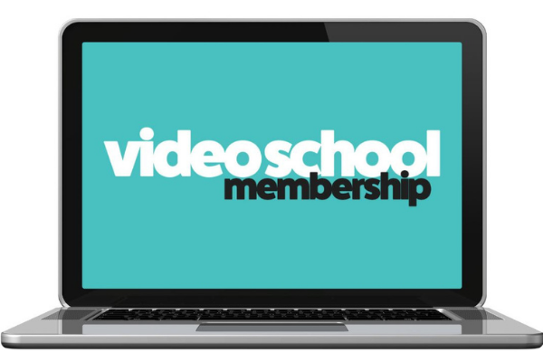 laptop with videoschool membership displayed on screen