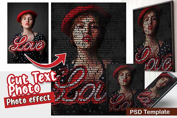 Cut text photo template preview