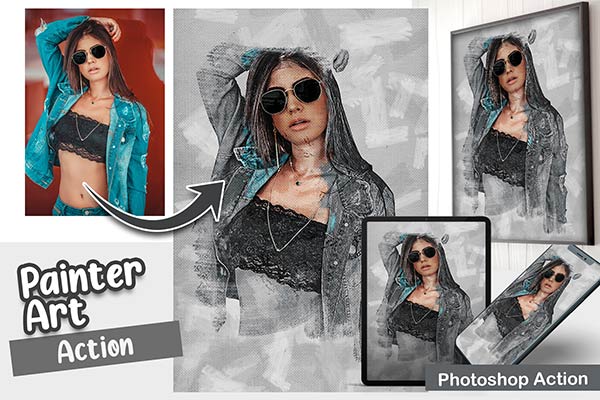 painter art Photoshop action preview