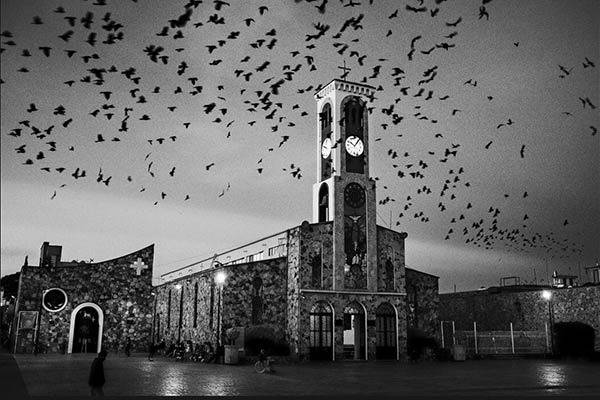 black & white church photograph