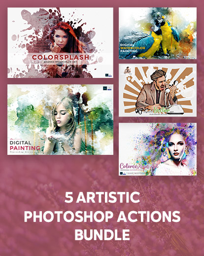 Collage of PS actions for the banner of Photoshop actions bundle