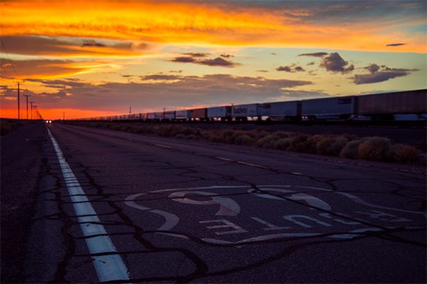 highway sunset captured with speedlight
