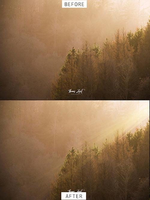 before and after image with sunlight
