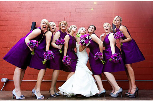 bride with bridesmaids pose