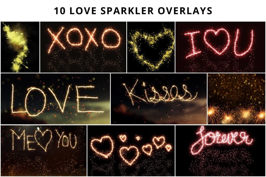 love sparkler overlays