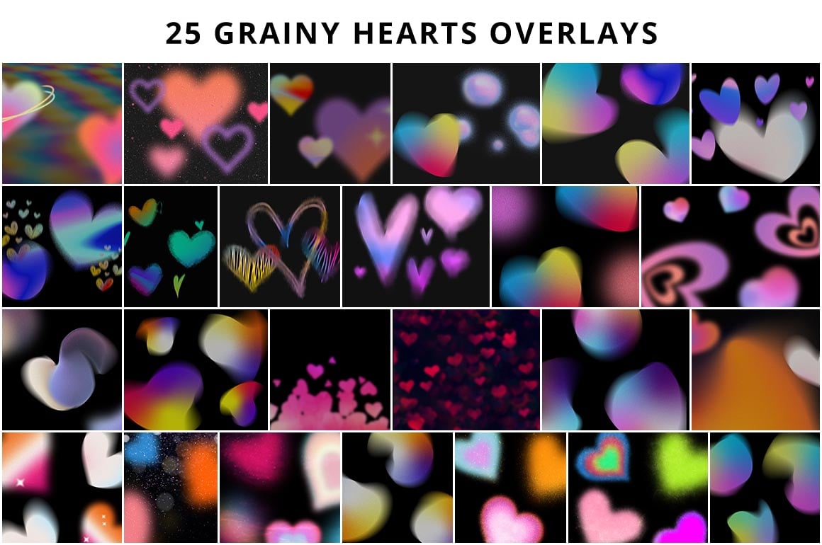 grainy hearts overlays