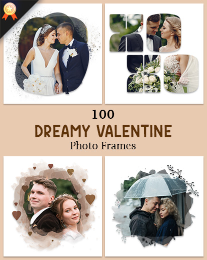 Valentine's photo frames of couples in a collage