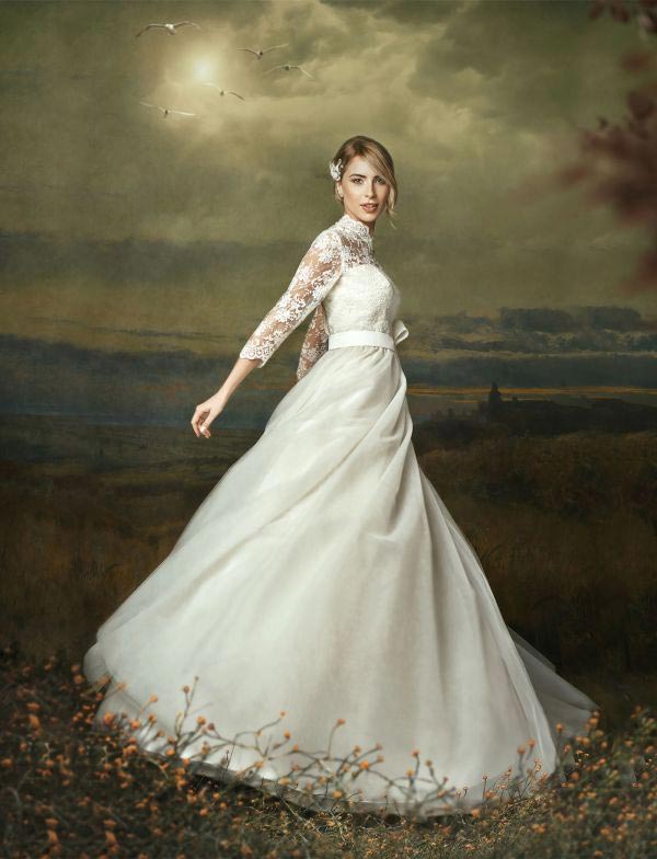 painterly effect to white gown girl