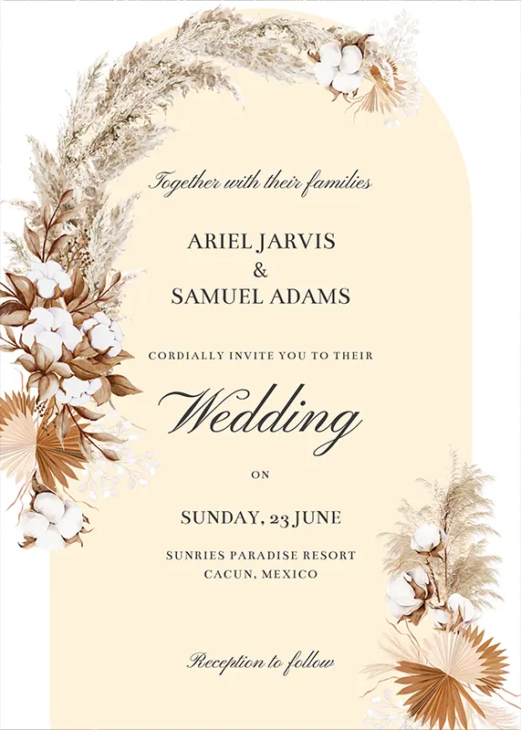 beige wedding invitation