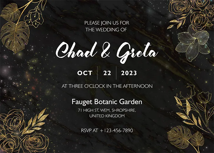 black background wedding invitations