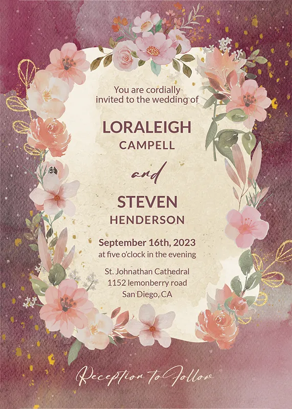 Circular floral Wedding Invitations