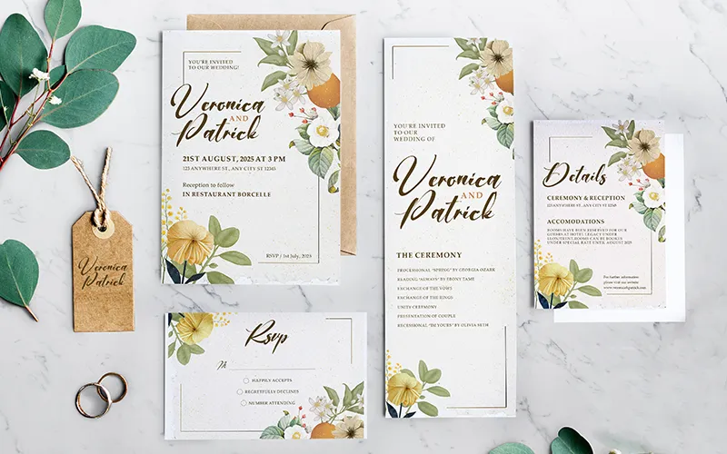 white floral wedding template