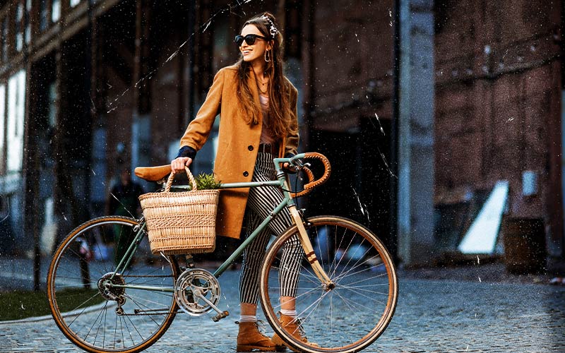 Girl on bicycle before image