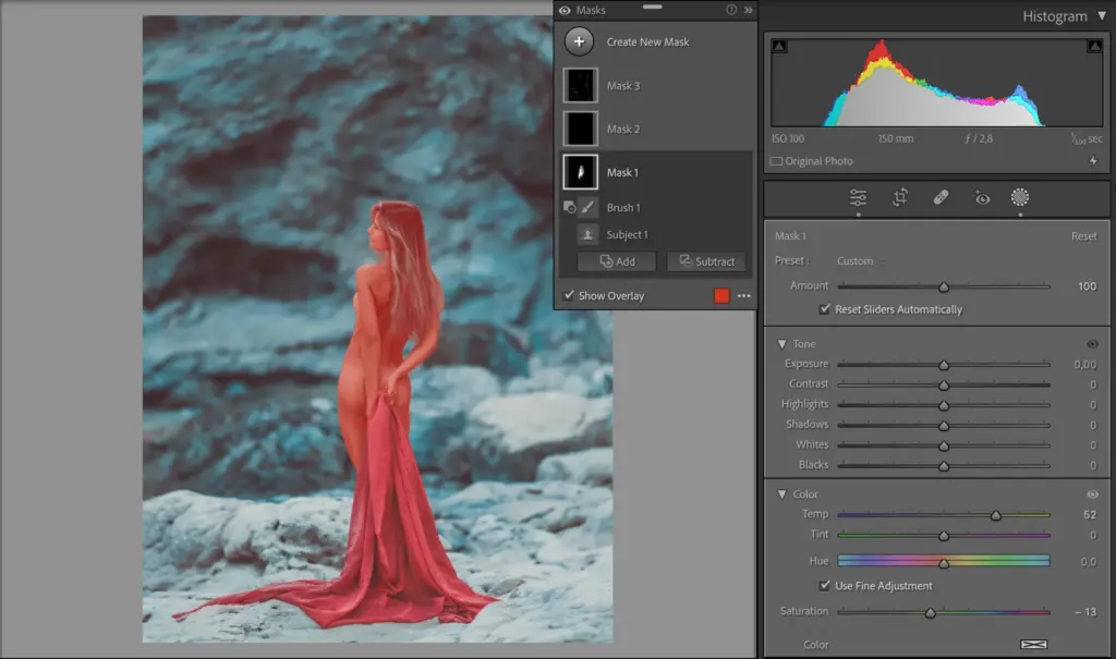 Using tools to edit boudoir images