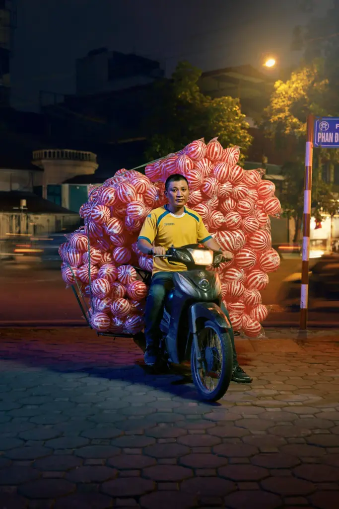 Portrait photography of of man with balloons