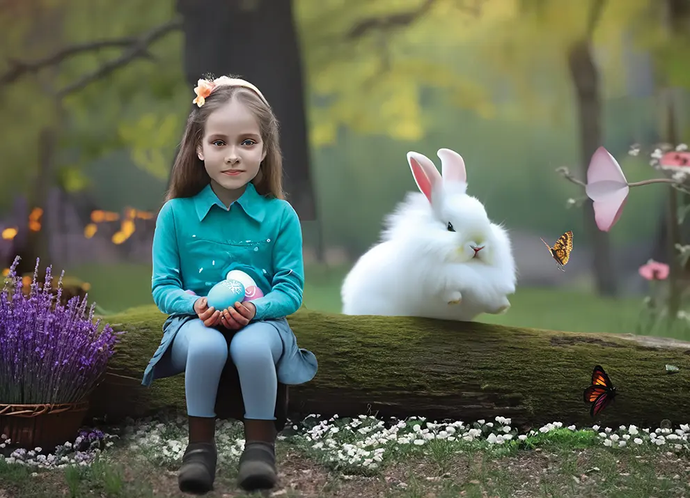 A cute girl with bunny