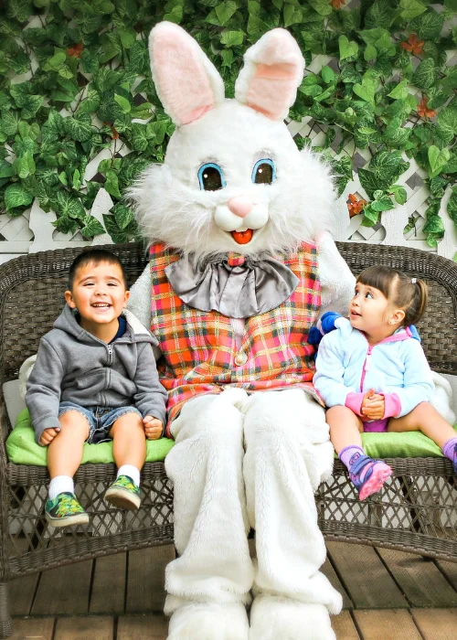 kids with easter bunny