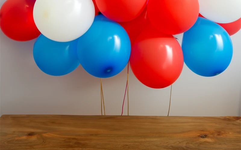 Blue, red and white balloons
