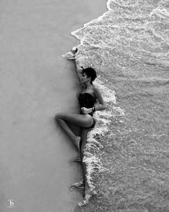 black and white beach image