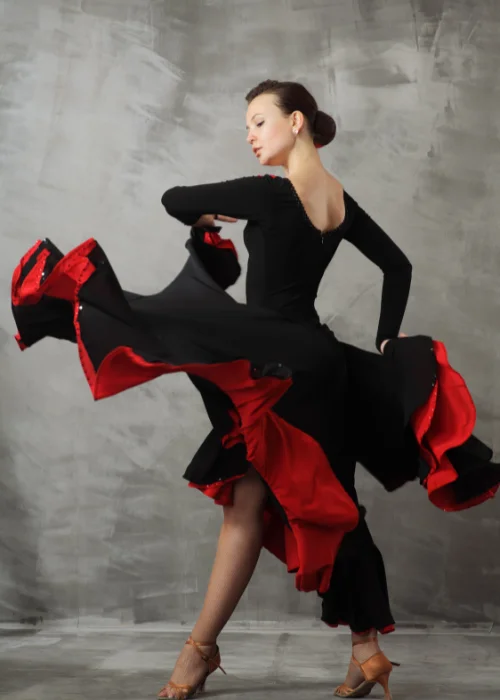 Swirl dress dancing pose