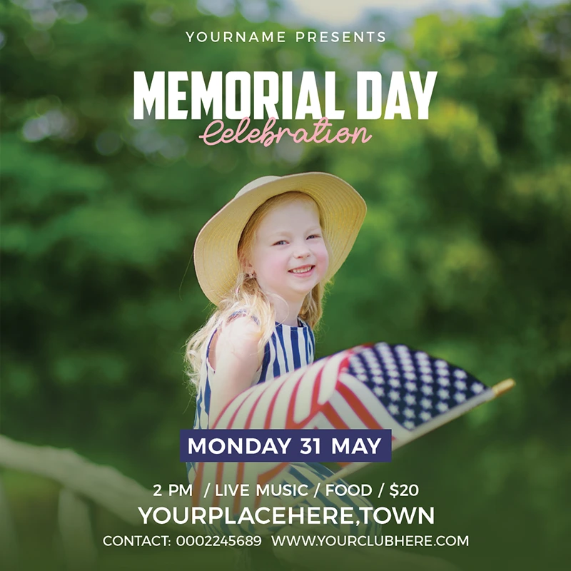 Square memorial day poster