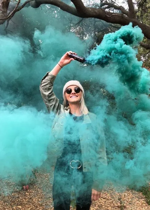 add pop of color with green smoke bombs