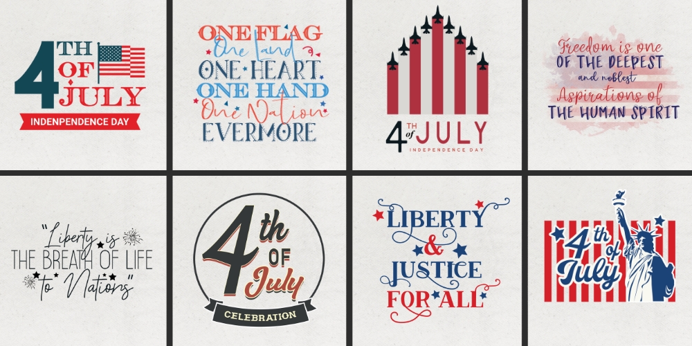 previews of independence days text designs