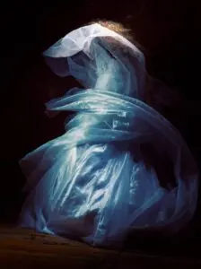 model posing in gown
